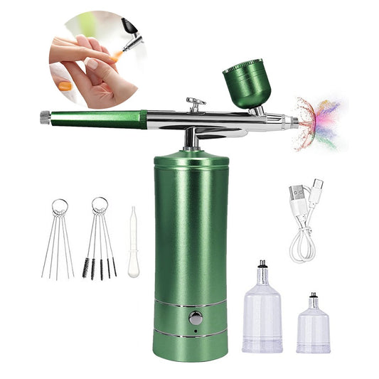 Airbrush Kit with Compressor USB Rechargeable High-Pressure Air Brush Set-Green