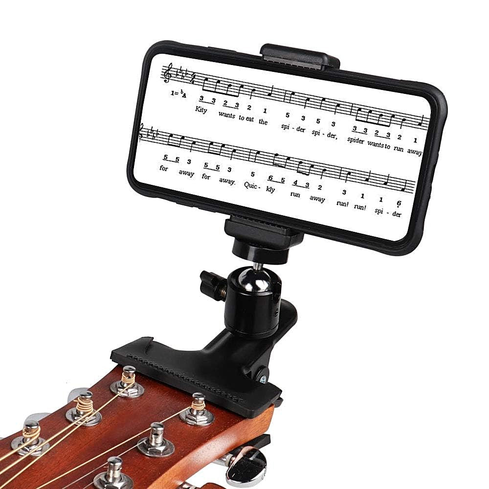 1Pc Guitar Bass Head Phone Holder Clip-On Live Broadcast Phone Bracket