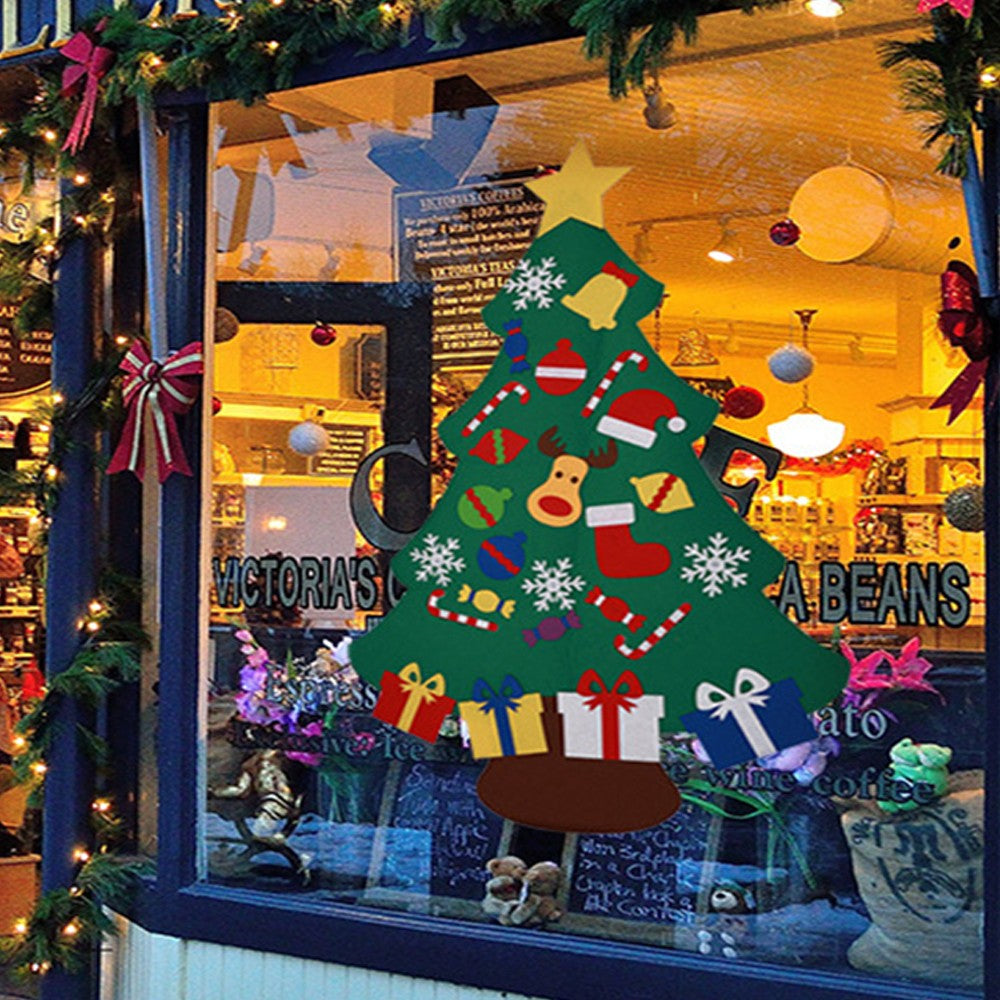 Wall Hanging DIY Felt Xmas Tree + 26Pc Detachable Ornaments Set Style 1