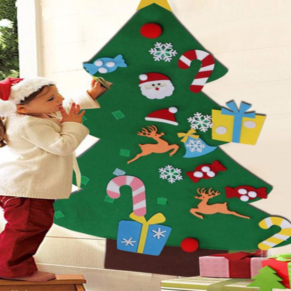 Wall Hanging DIY Felt Xmas Tree + 26Pc Detachable Ornaments Set Style 1