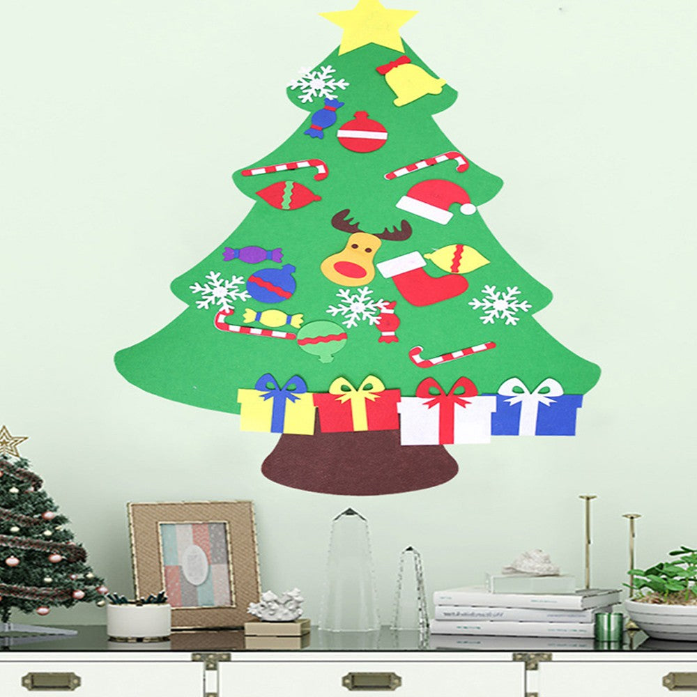 Wall Hanging DIY Felt Xmas Tree + 26Pc Detachable Ornaments Set Style 1