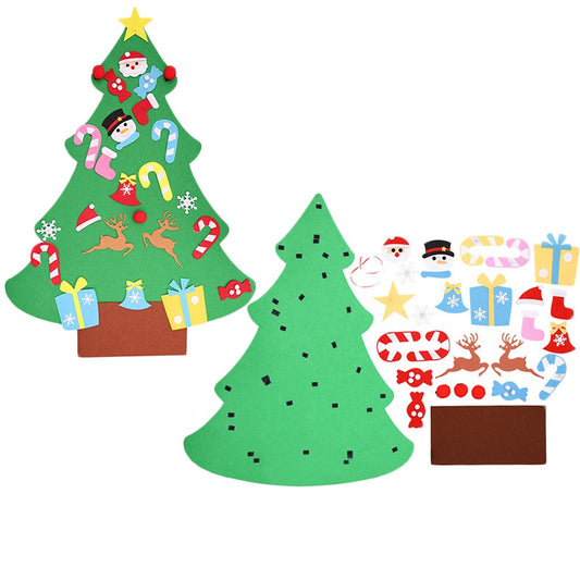 Wall Hanging DIY Felt Xmas Tree + 26Pc Detachable Ornaments Set Style 1