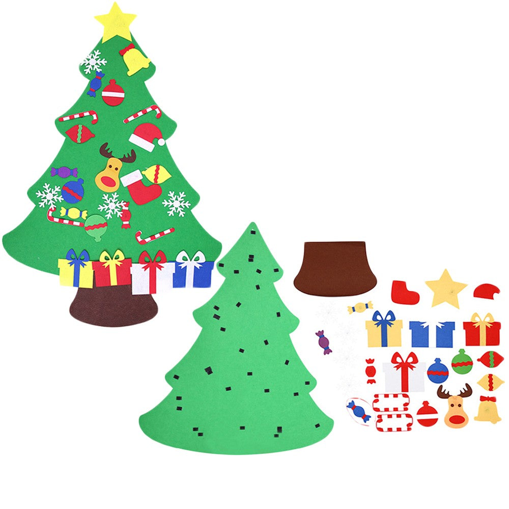 Wall Hanging DIY Felt Xmas Tree + 26Pc Detachable Ornaments Set Style 3