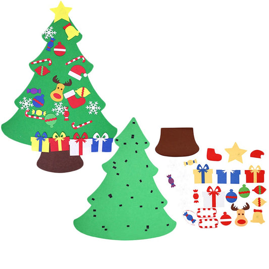 Wall Hanging DIY Felt Xmas Tree + 26Pc Detachable Ornaments Set Style 3