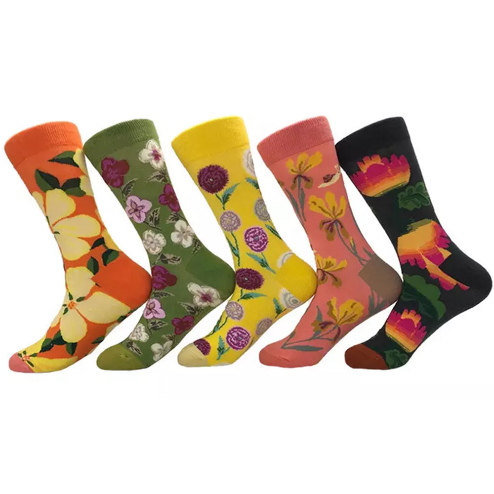 5 Pairs of Women Novelty Socks Fruit Printed Socks Set D