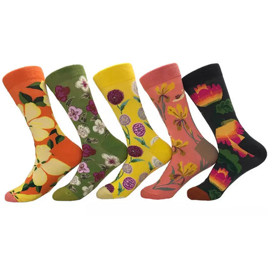 5 Pairs of Women Novelty Socks Fruit Printed Socks Set D
