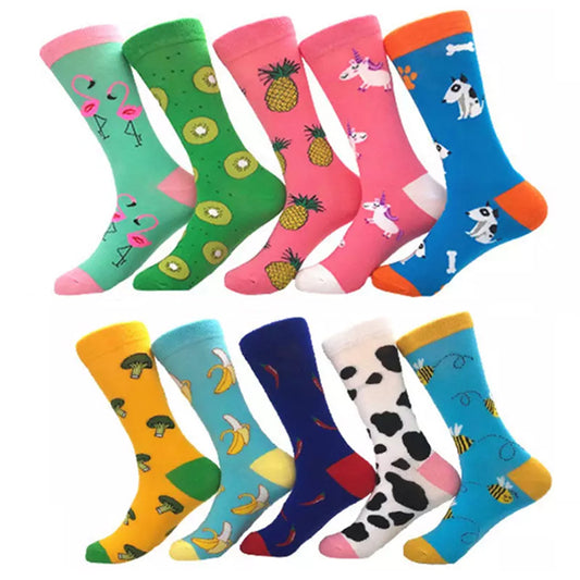 10 Pairs of Women Novelty Socks Fruit Printed Socks Set F