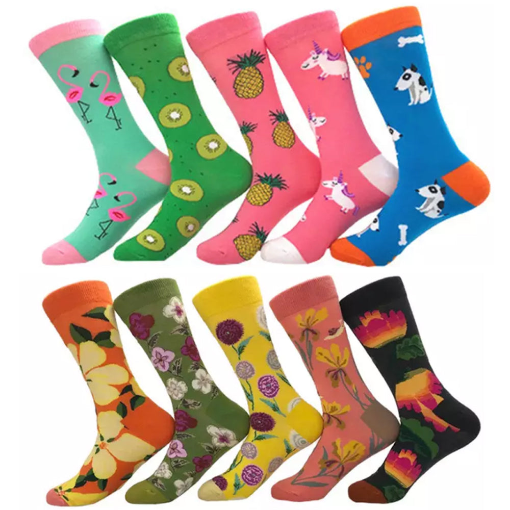 10 Pairs of Women Novelty Socks Fruit Printed Socks Set G