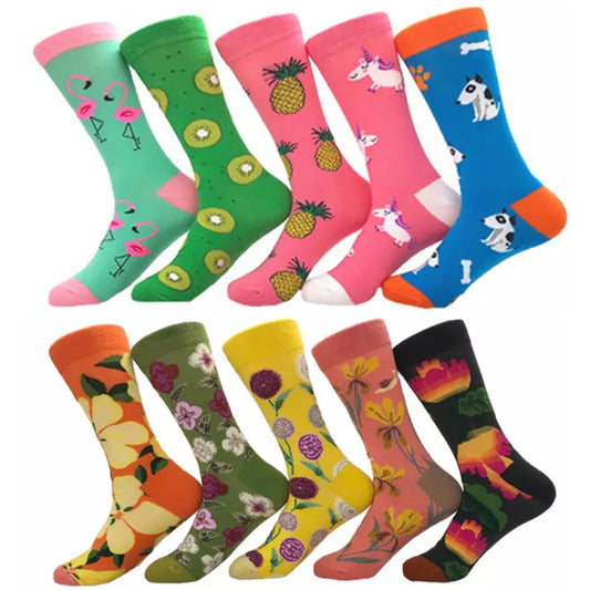10 Pairs of Women Novelty Socks Fruit Printed Socks Set G