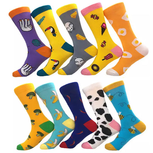 10 Pairs of Women Novelty Socks Fruit Printed Socks Set H