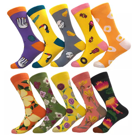 10 Pairs of Women Novelty Socks Fruit Printed Socks Set I