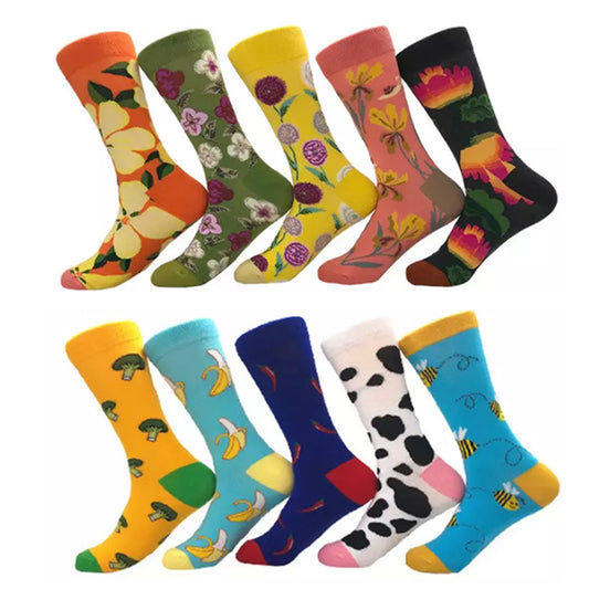 10 Pairs of Women Novelty Socks Fruit Printed Socks Set J