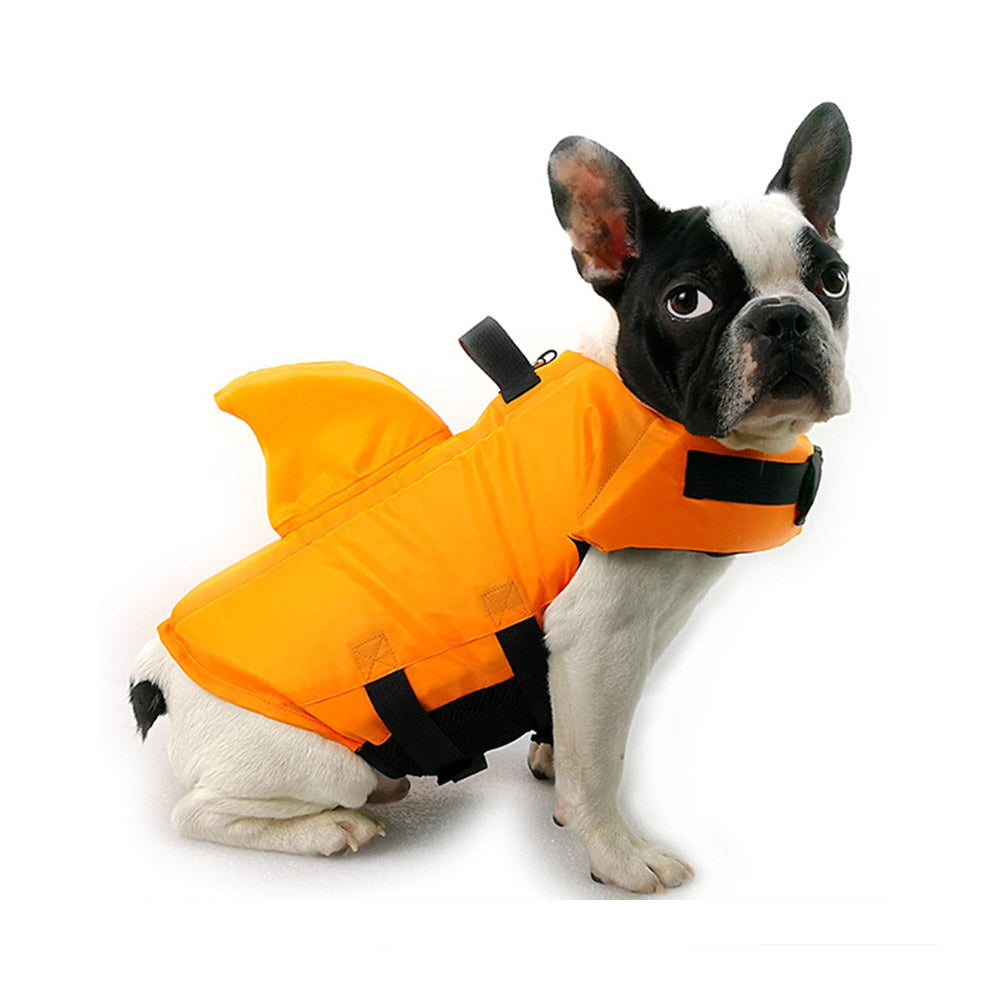 L Size Orange Shark Fin Dog Life Jacket Vest