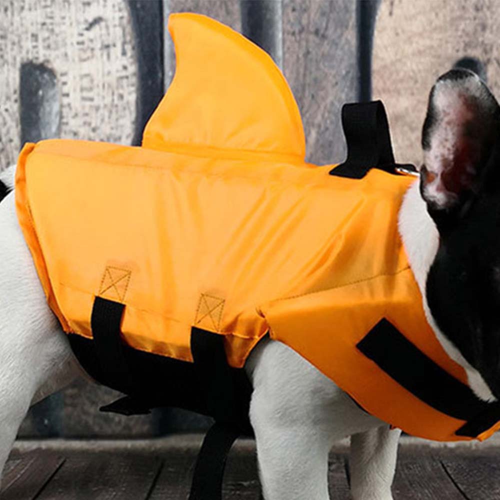 L Size Orange Shark Fin Dog Life Jacket Vest