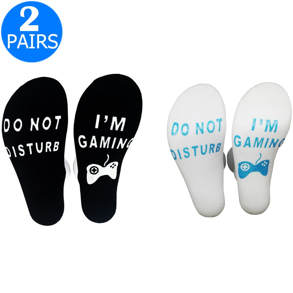 2 Pairs of Mens Funny Do Not Disturb I'm Gaming Socks One Size Style 1 and Style 4