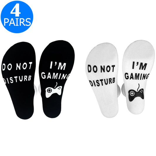 4 Pairs of Mens Funny Do Not Disturb I'm Gaming Socks One Size Style 1 and Style 3