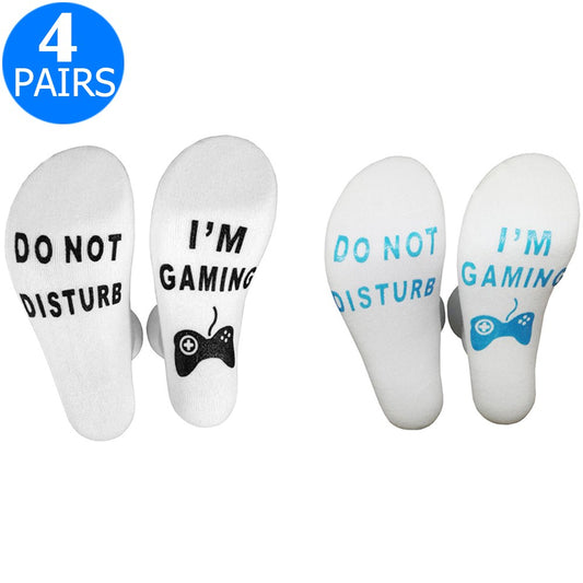 4 Pairs of Mens Funny Do Not Disturb I'm Gaming Socks One Size Style 3 and Style 4