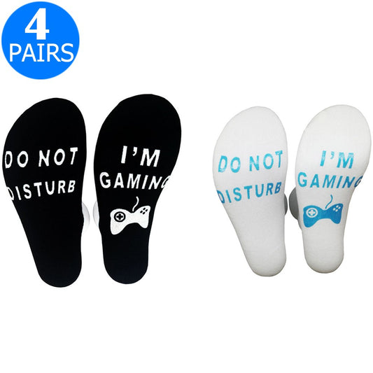 4 Pairs of Mens Funny Do Not Disturb I'm Gaming Socks One Size Style 1 and Style 4