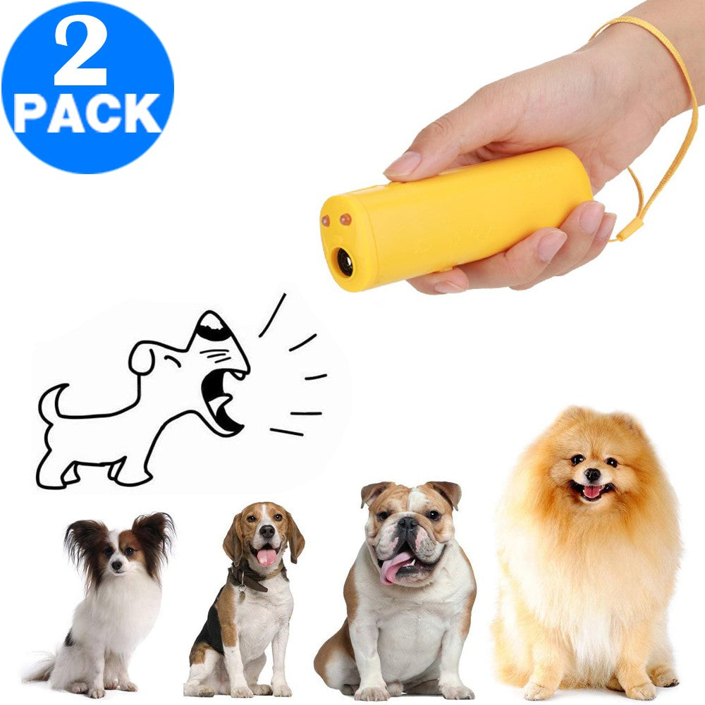 2 X Anti-Barking Dog Trainer Dog Repellent Trainer Ultrasonic Anti Barking Device with LED Flashlight
