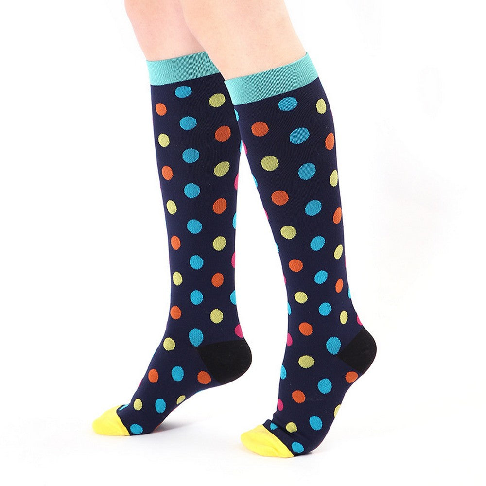 Three Pairs of Unisex Women Men Small Knee-Length Printed Compression Socks