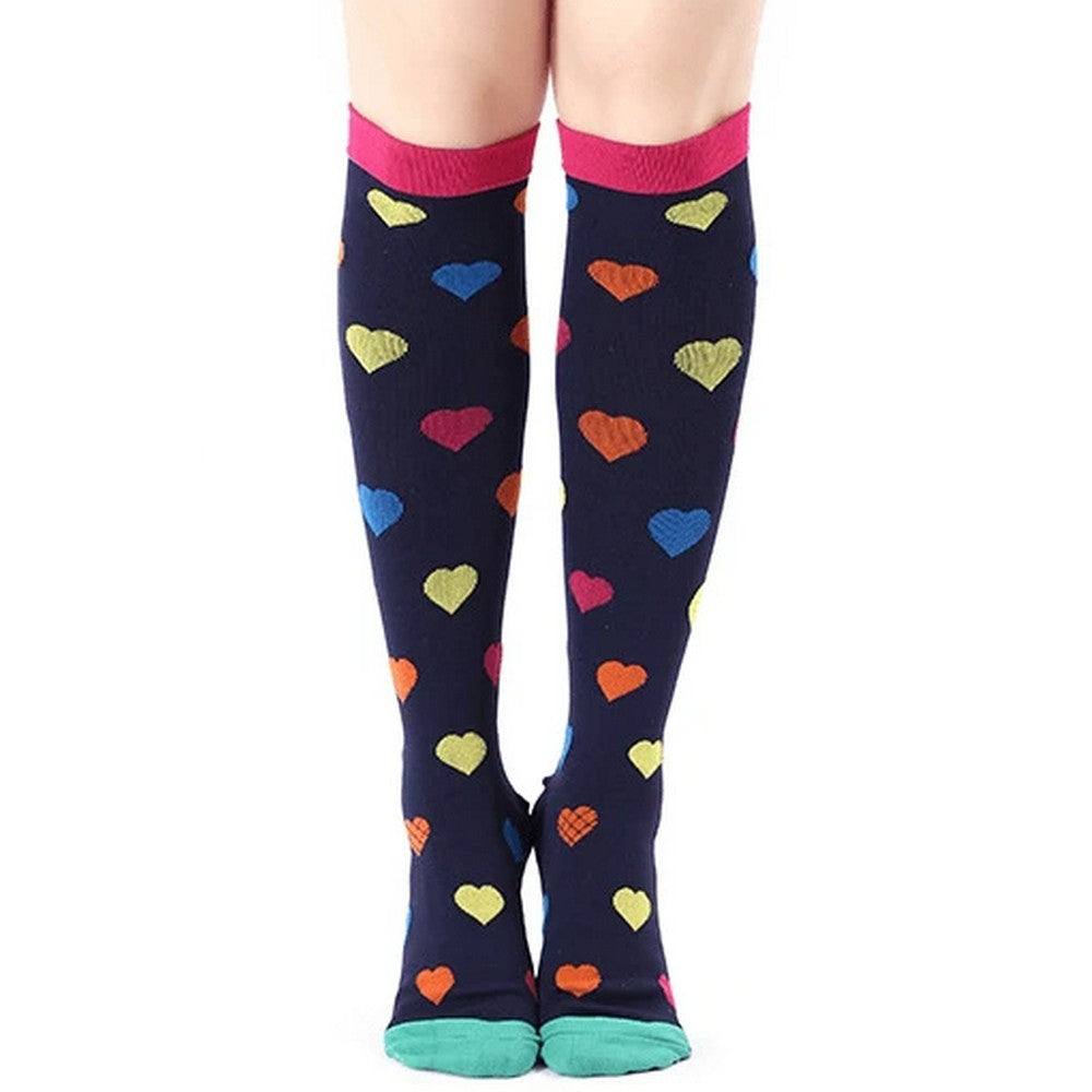 Three Pairs of Unisex Women Men Large Knee-Length Printed Compression Socks