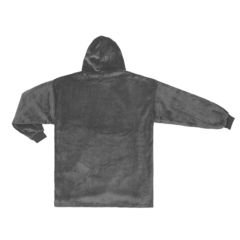 Reversible Oversized Hoodie Blanket Sherpa Fleece Hooded Blanket Grey
