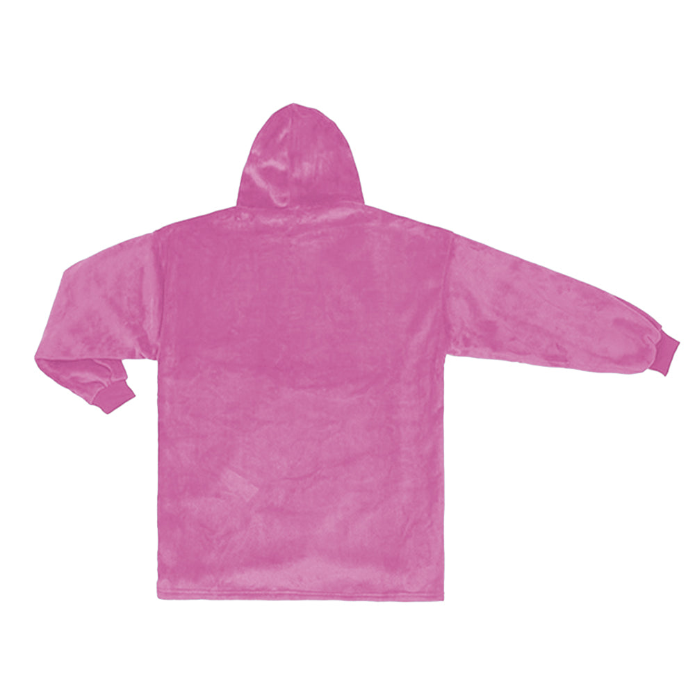 Reversible Oversized Hoodie Blanket Sherpa Fleece Hooded Blanket Pink