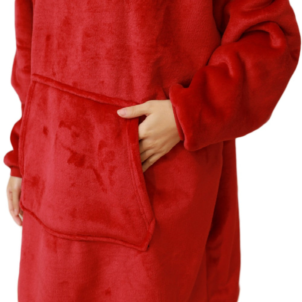 2 X Winter Huggle Hoodies Throw Red and Navy