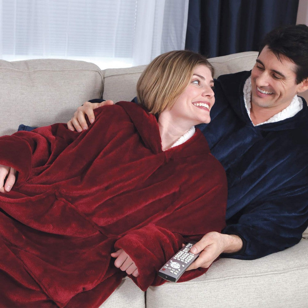 2 X Winter Huggle Hoodies Throw Red and Navy