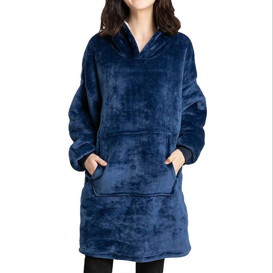 Unisex Oversized Hoodie Blanket Fleece Blanket Hoodie Sherpa Blanket Hoodie Navy Blue