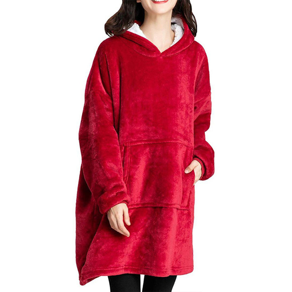 Unisex Oversized Hoodie Blanket Fleece Blanket Hoodie Sherpa Blanket Hoodie Red