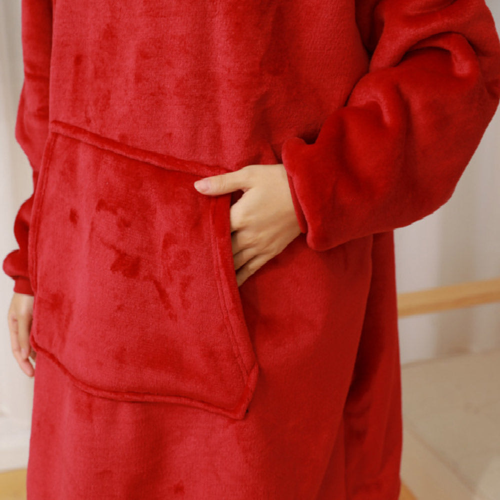 Unisex Oversized Hoodie Blanket Fleece Blanket Hoodie Sherpa Blanket Hoodie Red