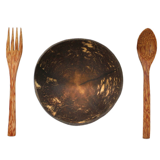 Coconut Bowl Fork Spoon Set