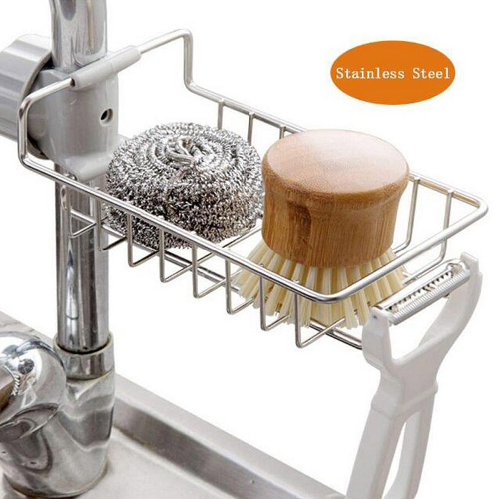 Kitchen Caddy Stainless Steel Sink Faucet Storage Rack Sponge Holder Organizer