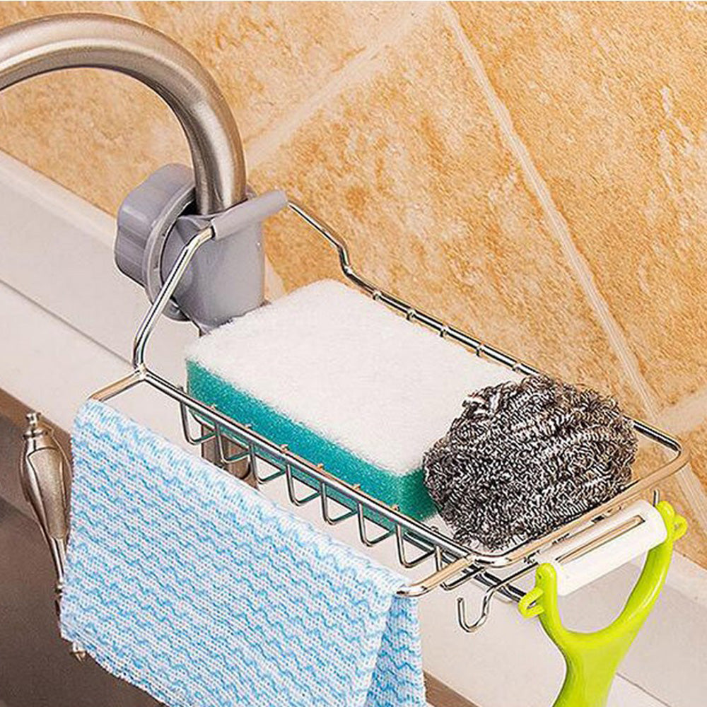 Kitchen Caddy Stainless Steel Sink Faucet Storage Rack Sponge Holder Organizer