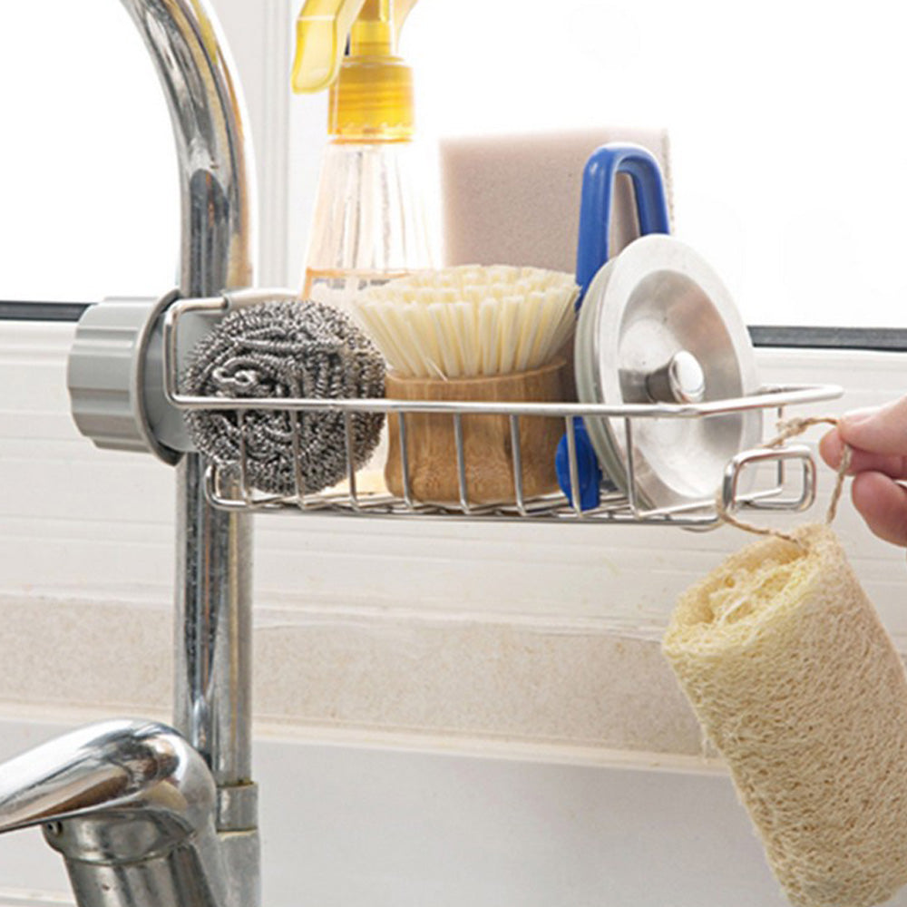 Kitchen Caddy Stainless Steel Sink Faucet Storage Rack Sponge Holder Organizer