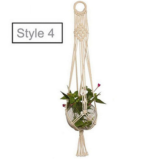 Plant Pot Holder Cotton Boho Macrame Hanger Flowerpot Braided Basket Hemp Style 4 WITHOUT PLANT AND FLOWER POT