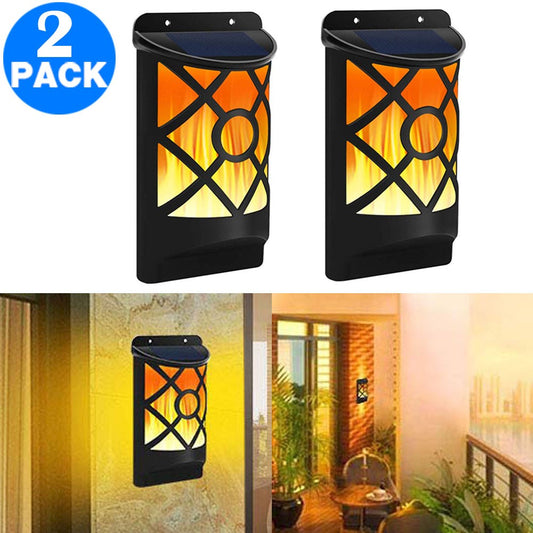 2 Pack 66LED Solar Flame Wall Lights