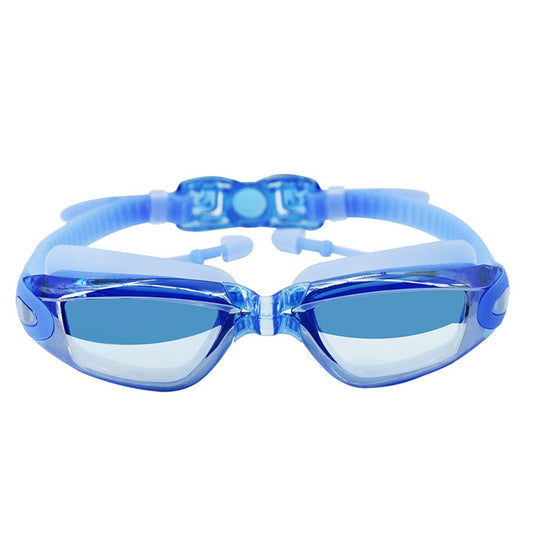 Adult Anti Fog Swim Goggles With Ear Plugs Blue