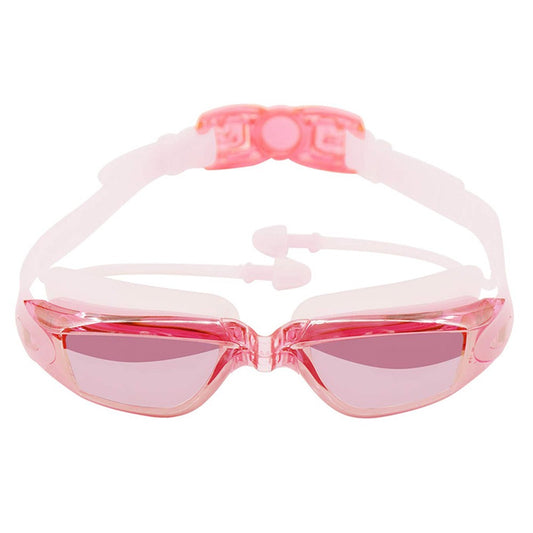 Adult Anti Fog Swim Goggles With Ear Plugs Pink