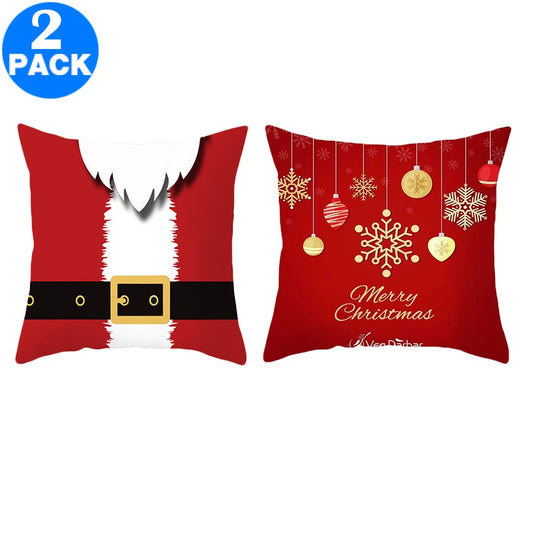 2Pack 45 X 45CM Christmas Decorative Square Pillow Cases Style 1 and Style 3