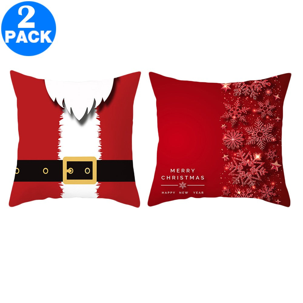 2Pack 45 X 45CM Christmas Decorative Square Pillow Cases Style 1 and Style 5