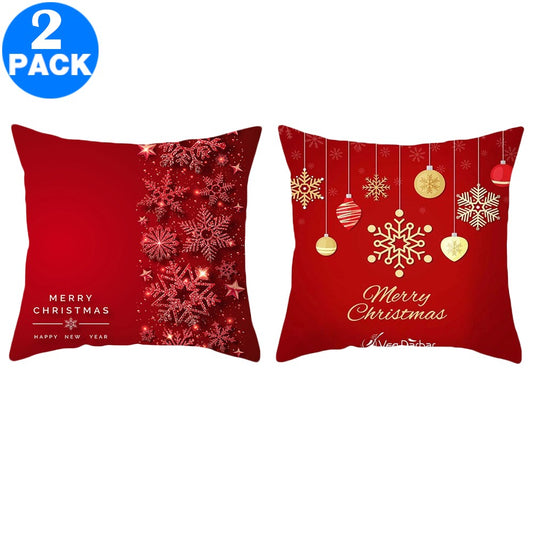 2Pack 45 X 45CM Christmas Decorative Square Pillow Cases Style 3 and Style 5