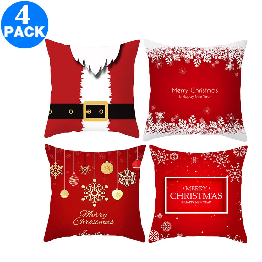 4Pack 45 X 45CM Christmas Decorative Square Pillow Cases Style 1 Style 2 Style 3 Style 4