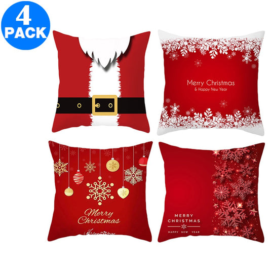 4Pack 45 X 45CM Christmas Decorative Square Pillow Cases Style 1 Style 2 Style 3 Style 5