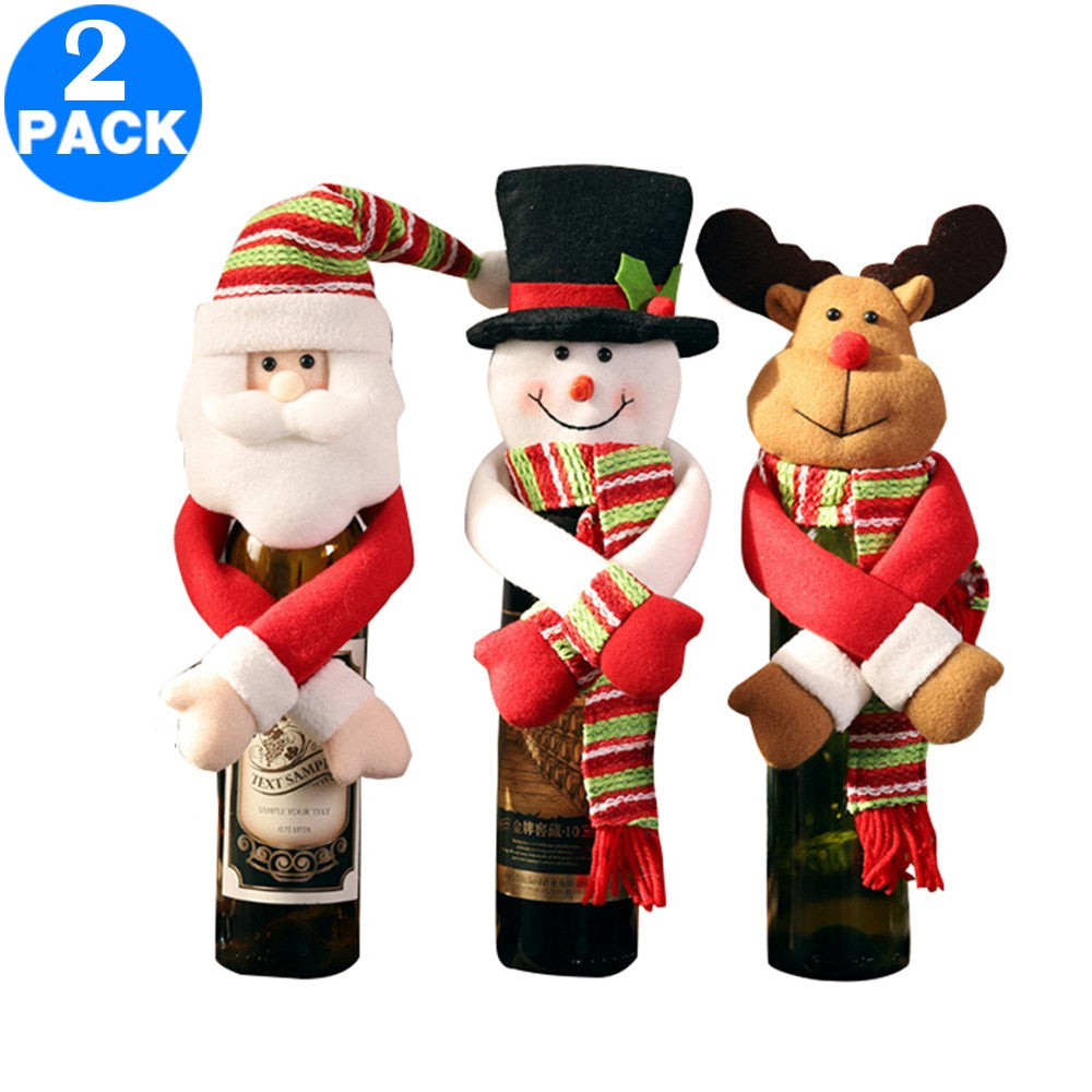 2 X Christmas Wine Bottle Covers Same Colour