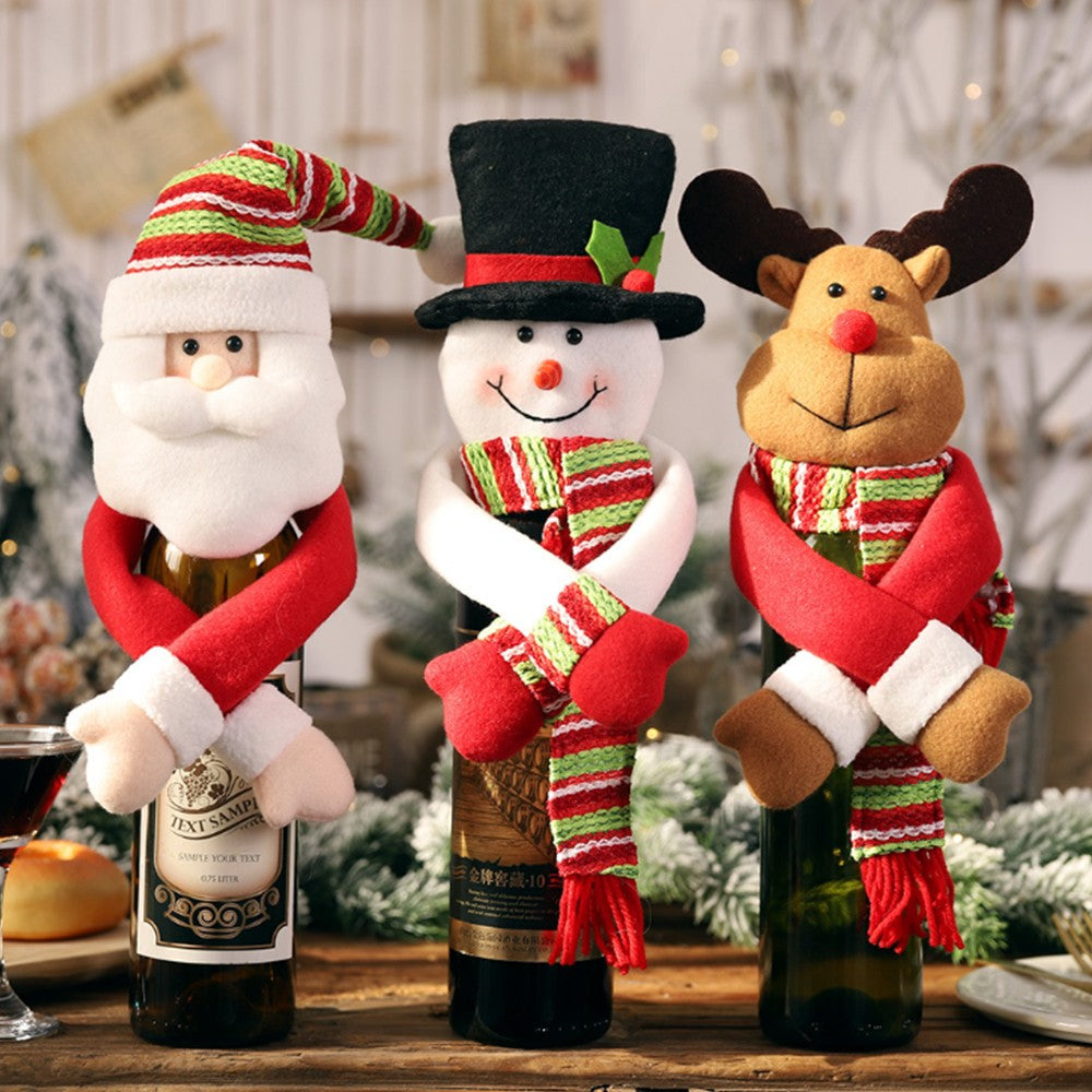 2 X Christmas Wine Bottle Covers Style 2 and Style 3