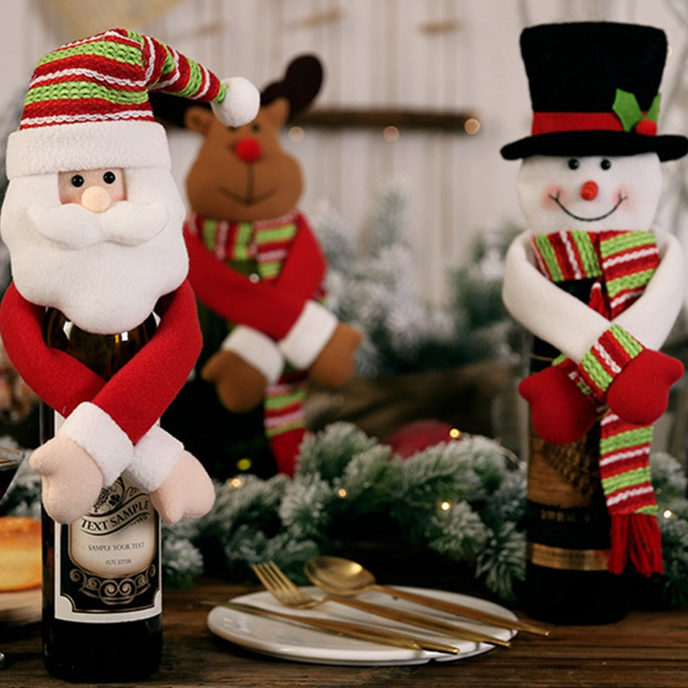 2 X Christmas Wine Bottle Covers Style 1 and Style 3