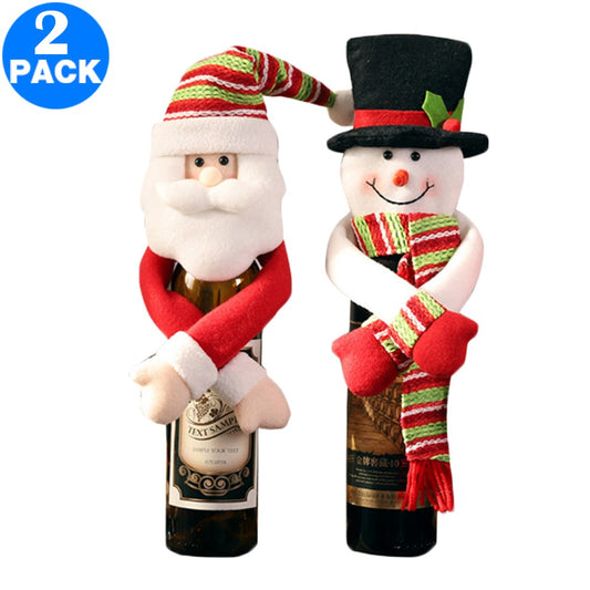 2 X Christmas Wine Bottle Covers Style 1 and Style 2