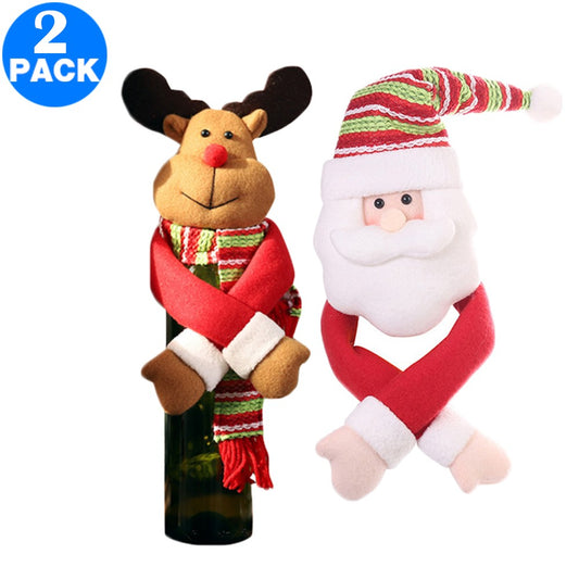 2 X Christmas Wine Bottle Covers Style 1 and Style 3